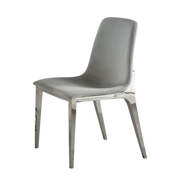 Irene Upholstered Side Chairs Light Grey and Chrome