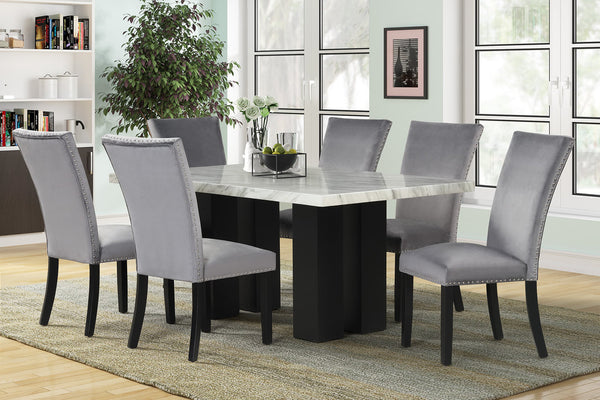 Grey Dining Table + 6 Chair Set