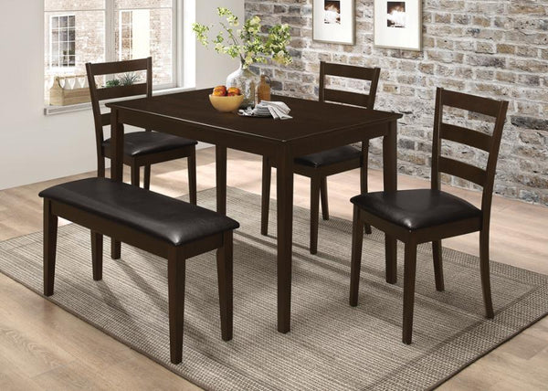 5-piece Dining Set with Bench Cappuccino and Dark Brown