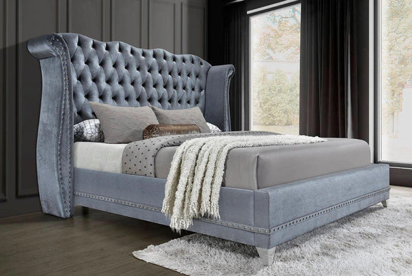 Luxor Grey Velvet Bed Frame