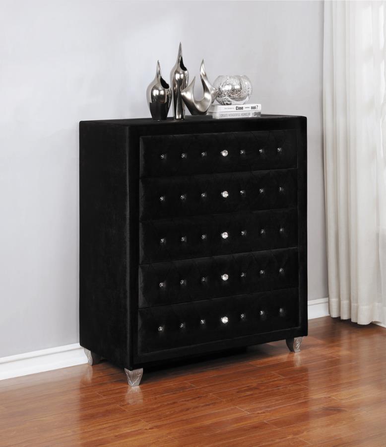 Deanna 5-drawer Rectangular Chest Black