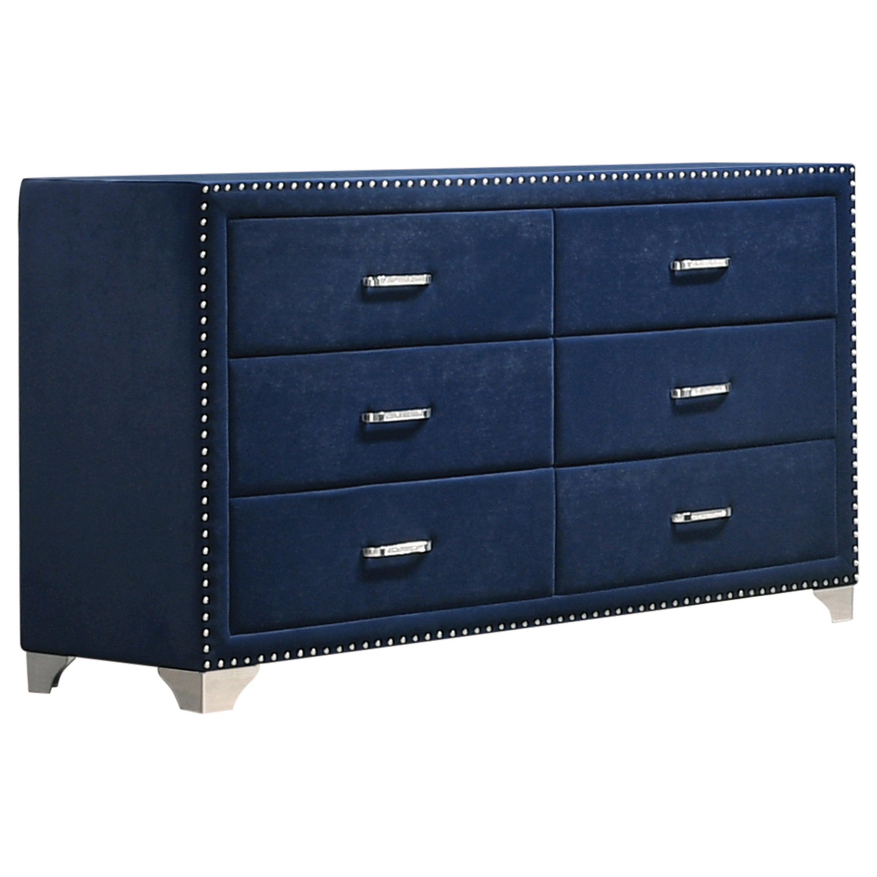 Melody Pacific Blue Velvet Upholstered Bedroom Set