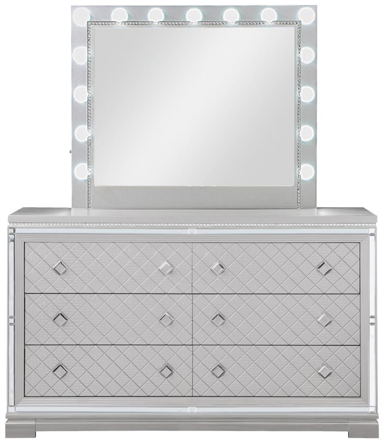 Eleanor Rectangular 6-drawer Dresser Metallic Eleanor Rectangular 6-drawer Dresser Metallic