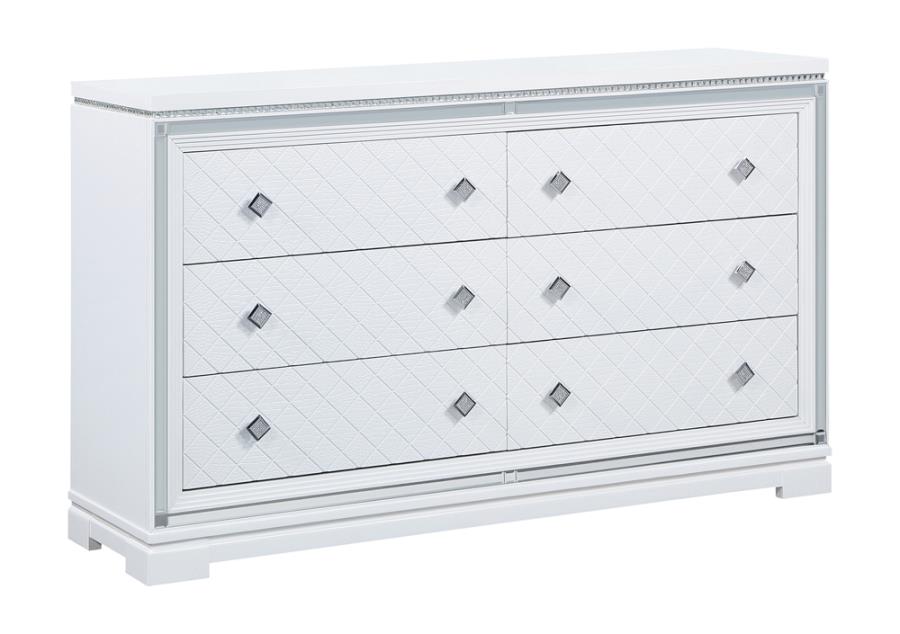 Eleanor Rectangular 6-drawer Dresser White Eleanor Rectangular 6-drawer Dresser White