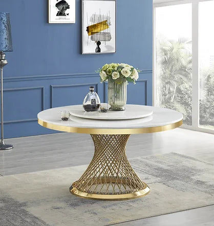 Unico Dining Table White and Gold
