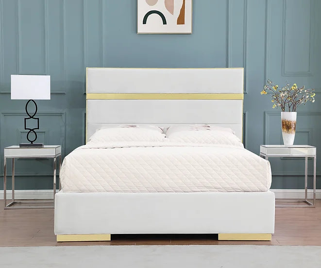 Cartier Ivory Velvet Platform Bed