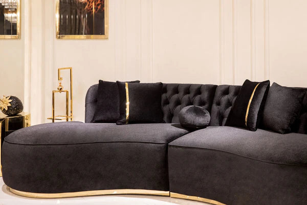 Ella Black Velvet Curved Sectional