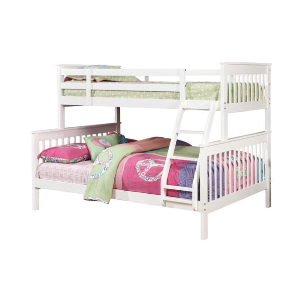 White Twin/Full/Twin Trundle Bunk Bed