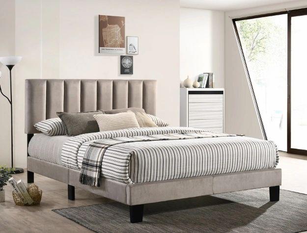 Lyric Grey Velvet Platform Bed