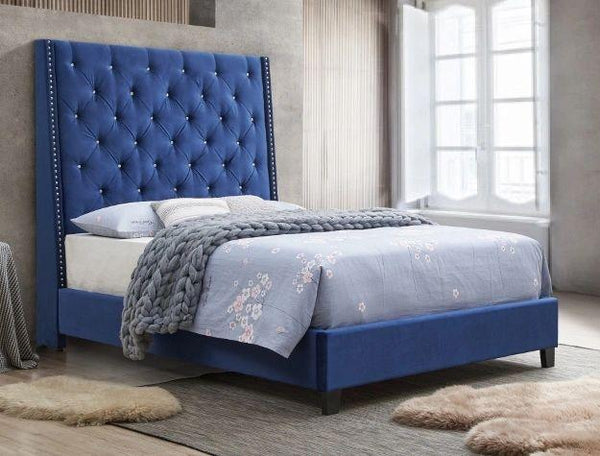 Chantilly Blue Velvet Platform Bed