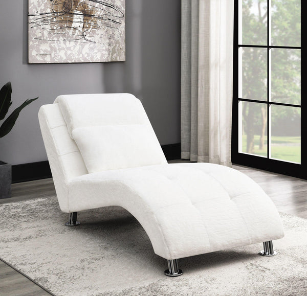 White Grid Tufted Accent Chaise Chair