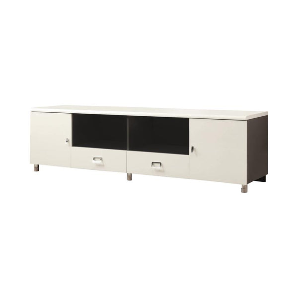 2-drawer TV Console White and Grey