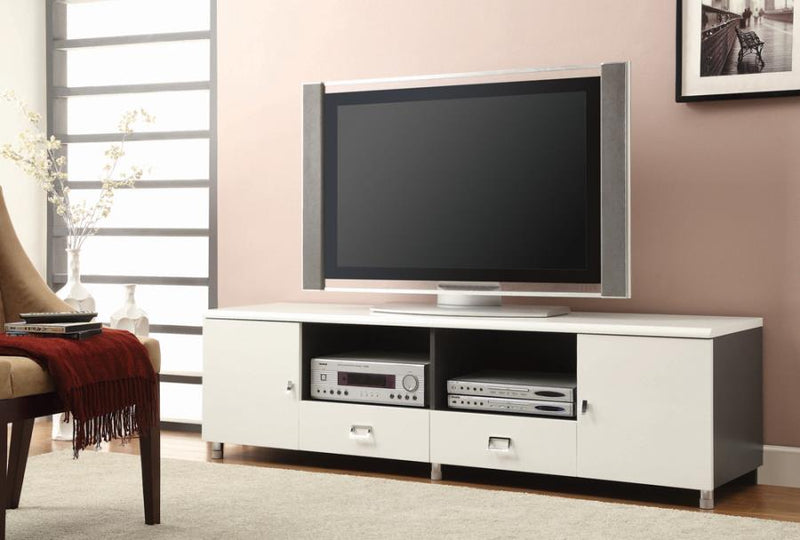 2-drawer TV Console White and Grey