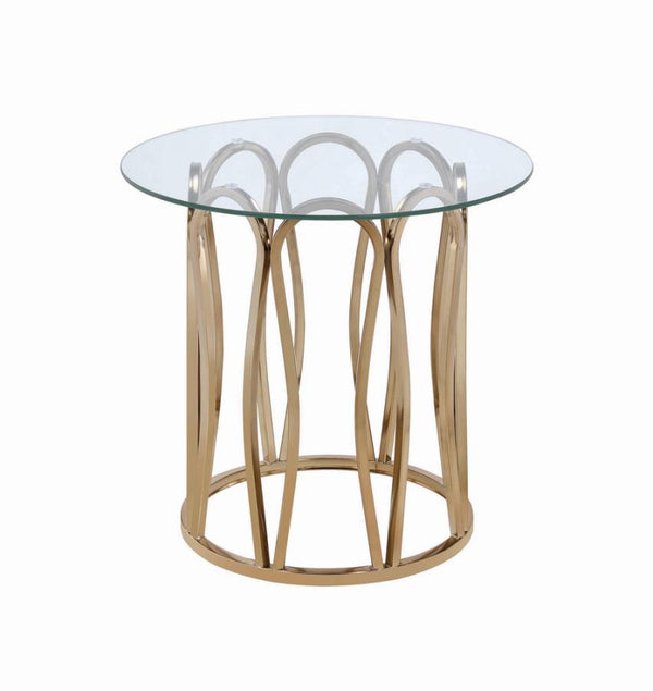 Round Chocolate Chrome End Table