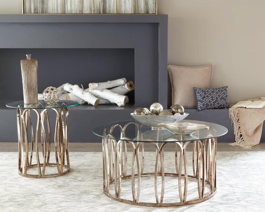 Round Chocolate Chrome End Table