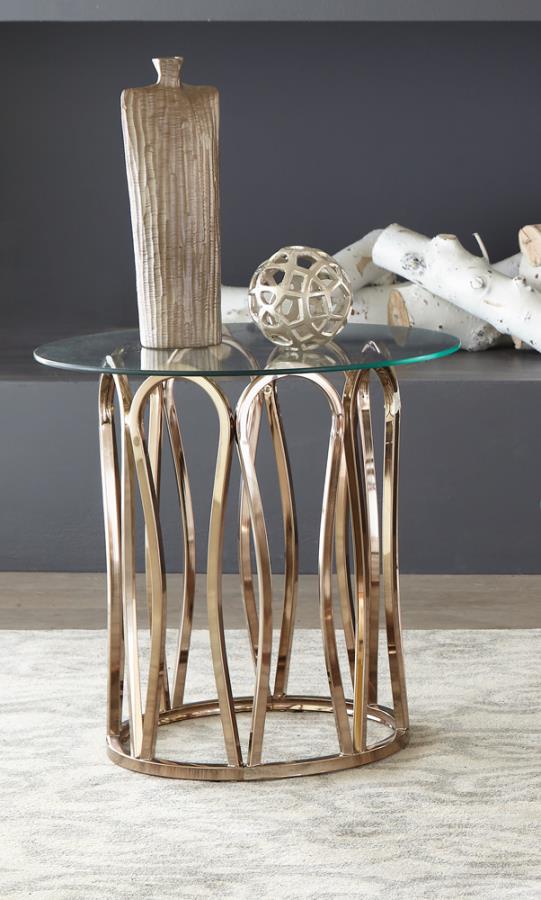 Round Chocolate Chrome End Table