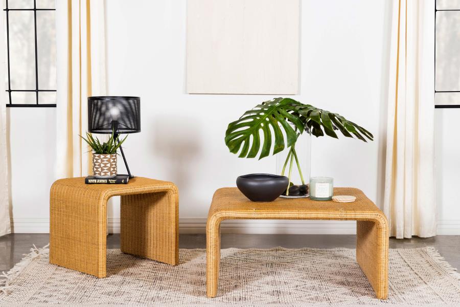 Juanita Square Rattan Coffee & End Table Natural