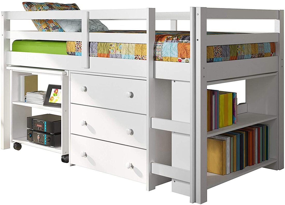 White Twin Loft Bed