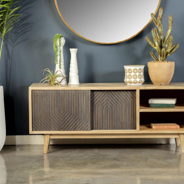 Natural mango wood tv stand sales
