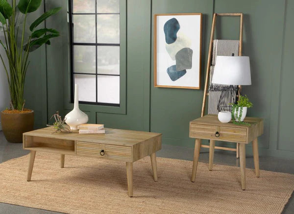 Rectangular 1-drawer Coffee& End Table Natural