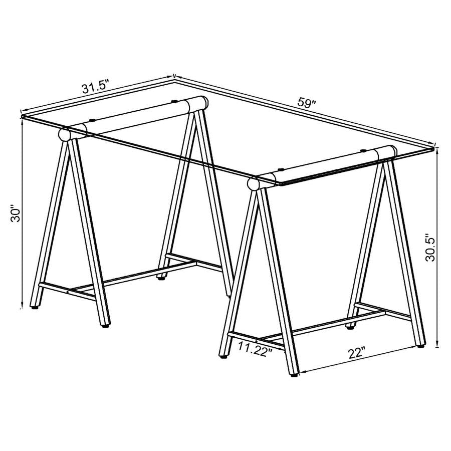 Patton World Map Writing Desk Nickel and Printed Clear