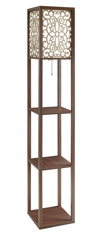 Square Floor Lamp with 3 Shelves Cappuccino