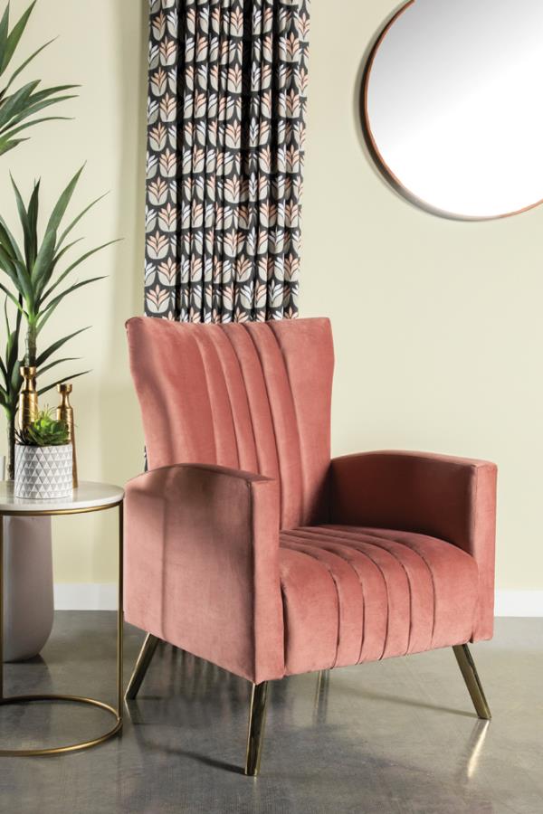Channeled Tufted Upholstered Accent Chair Rose