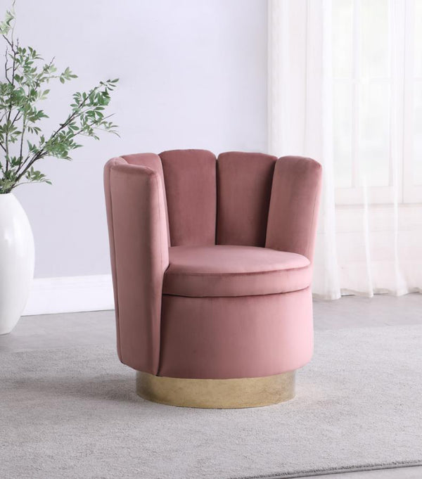 Channeled Tufted Swivel Chair Rose and Gold