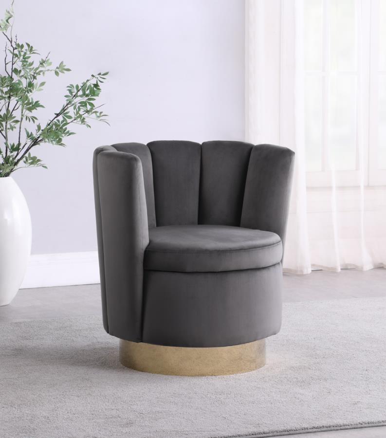 Channeled Tufted Swivel Chair Grey and Gold