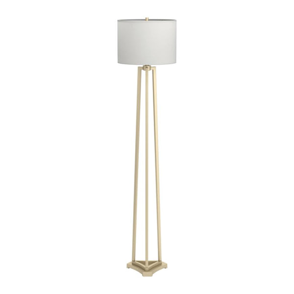 Drum Shade Floor Lamp White and Gold