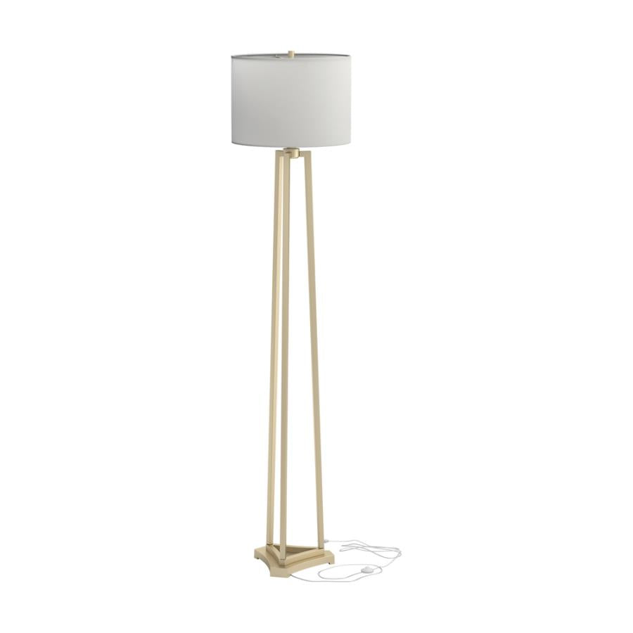 Drum Shade Floor Lamp White and Gold