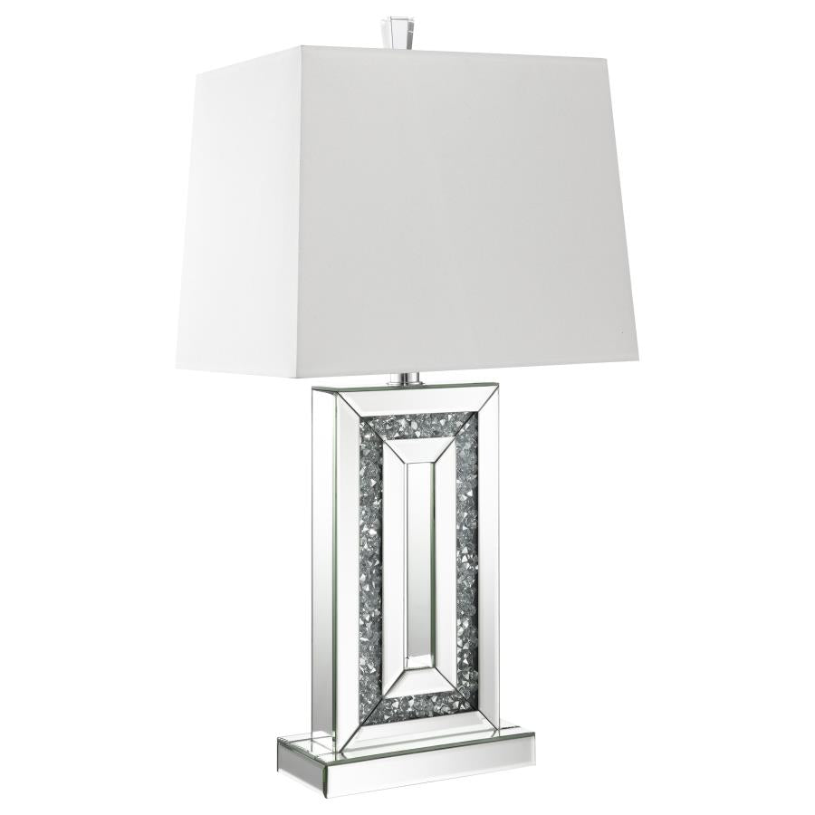 Table Lamp with Square Shade White and Mirror