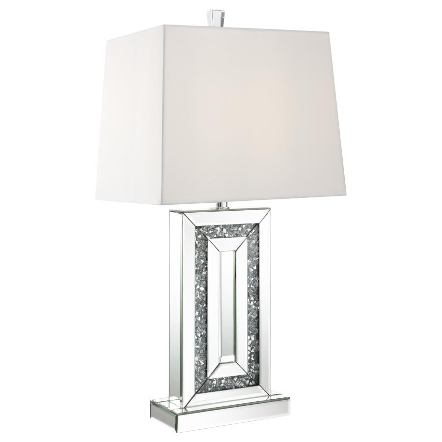 Table Lamp with Square Shade White and Mirror