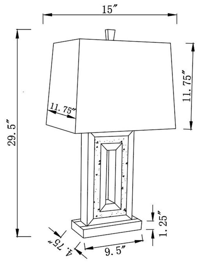 Table Lamp with Square Shade White and Mirror