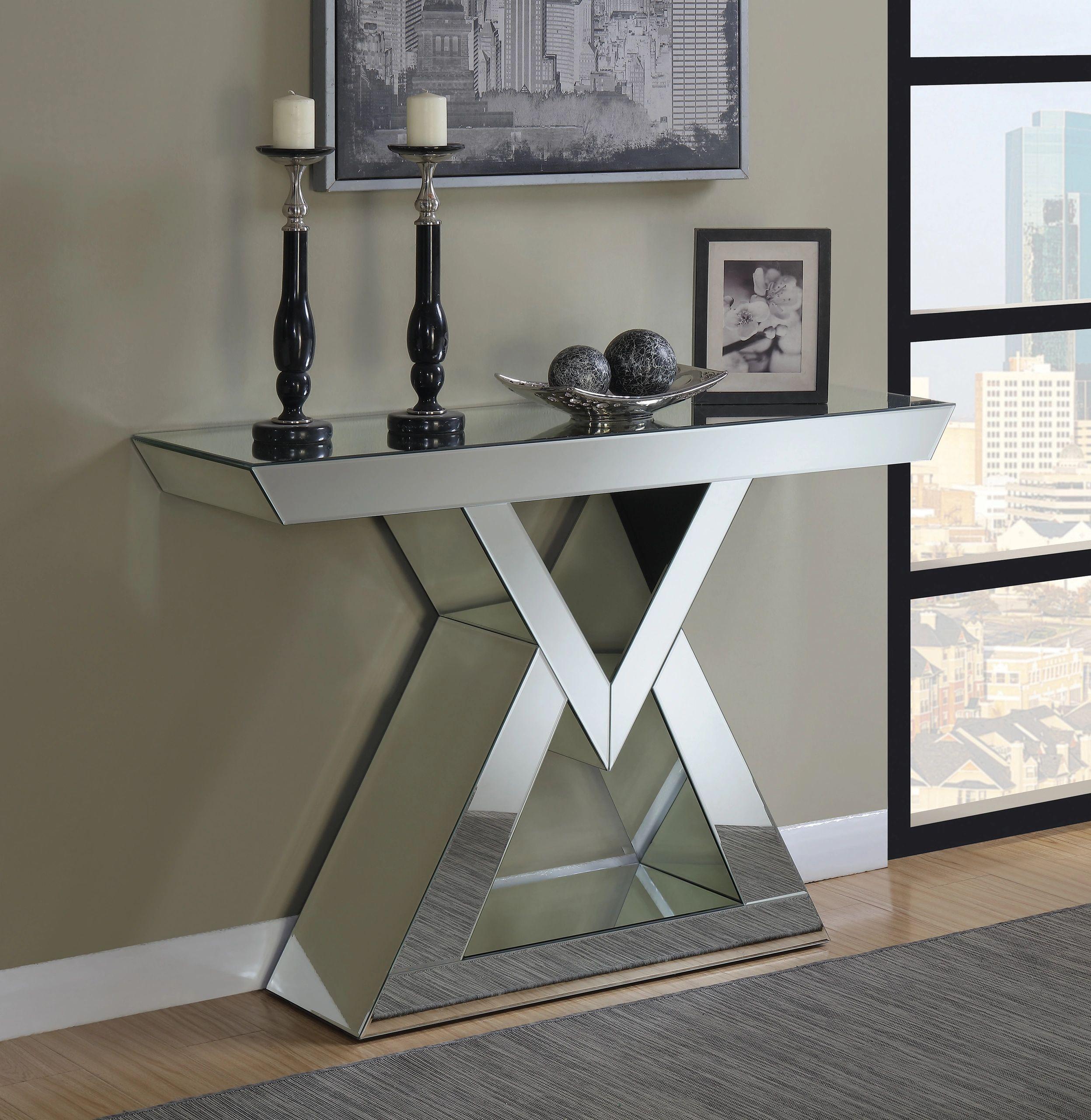 Triangle Mirrored Console Table