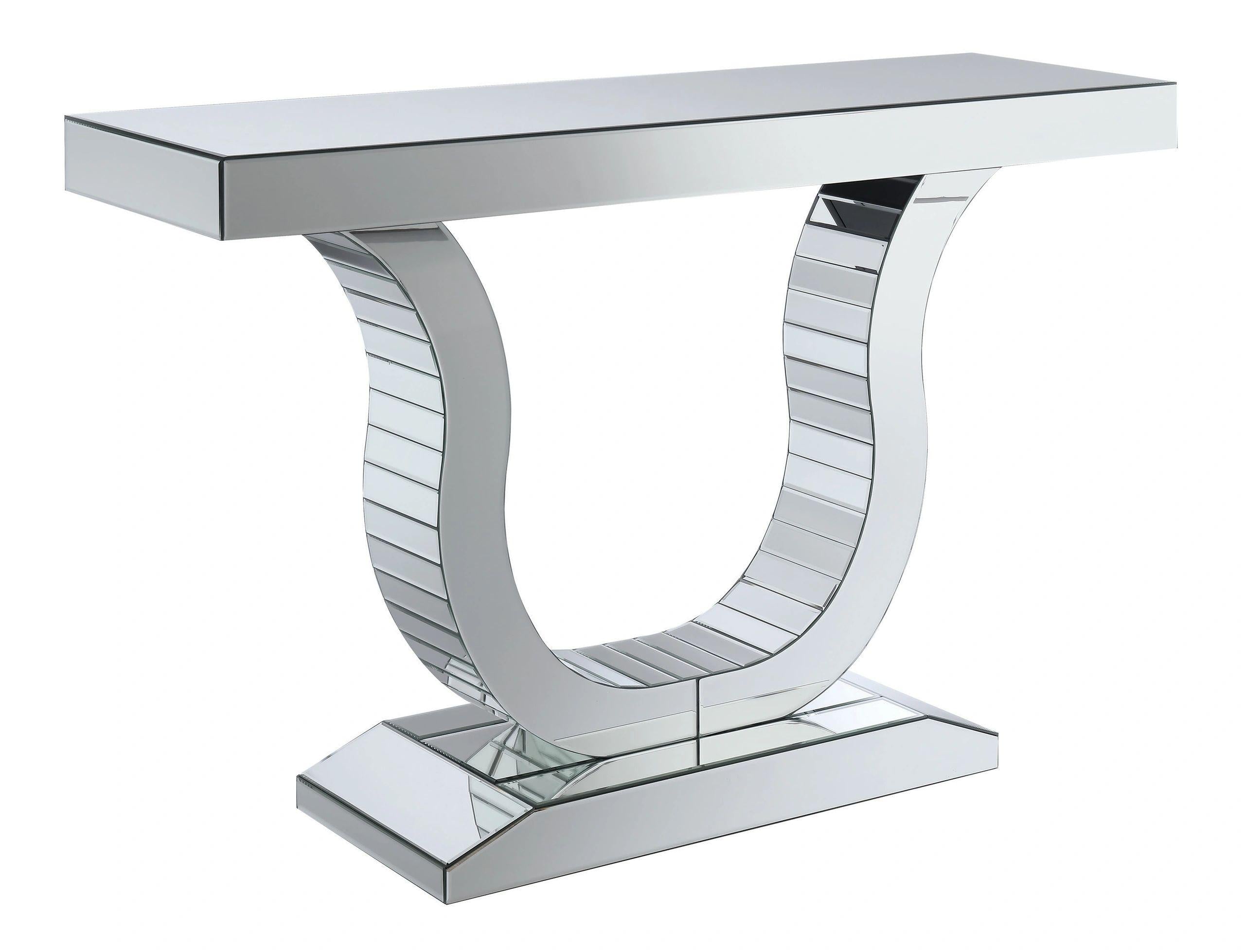 U-Shaped Mirrored Console Table