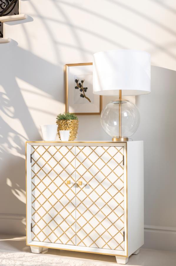 Belinda 2-door Accent Cabinet White and Gold Belinda 2-door Accent Cabinet White and Gold