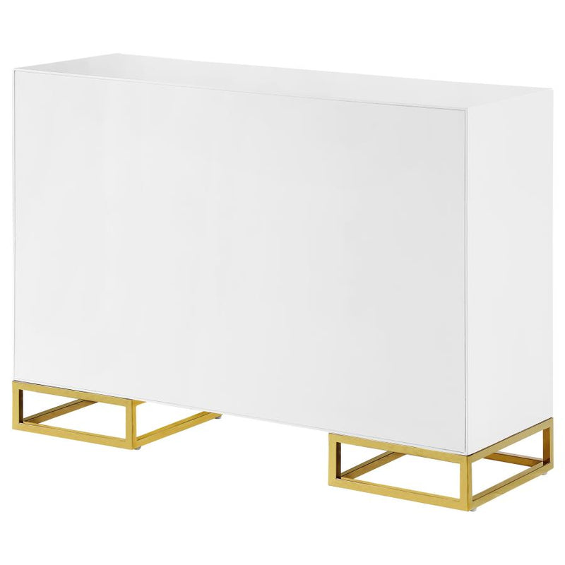 2-door Accent Cabinet with Adjustable Shelves White and Gold