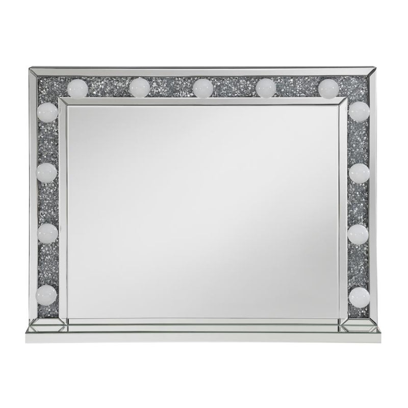 Rectangular Table Mirror with Lighting Silver