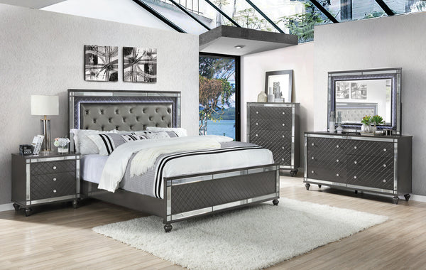 Refino Dark Gray LED Bedroom Set Collection