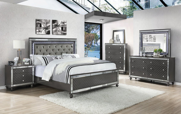 Refino Dark Gray LED Bedroom Dresser&Mirror