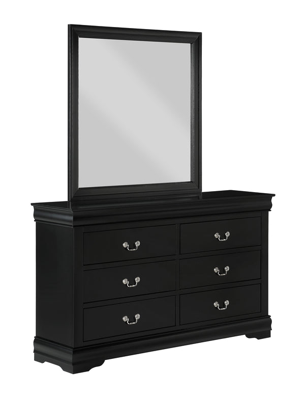 Louis Philip Black Bedroom Dresser&Mirror