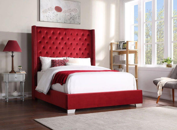 6ft Red Velvet Bed Frame