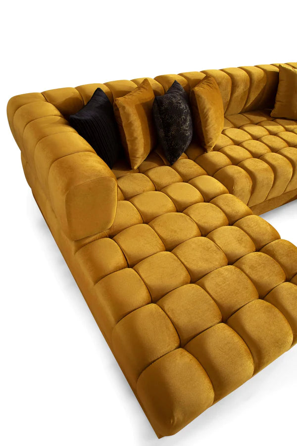 Ariana XL Velvet Mustard Double Chaise Sectional