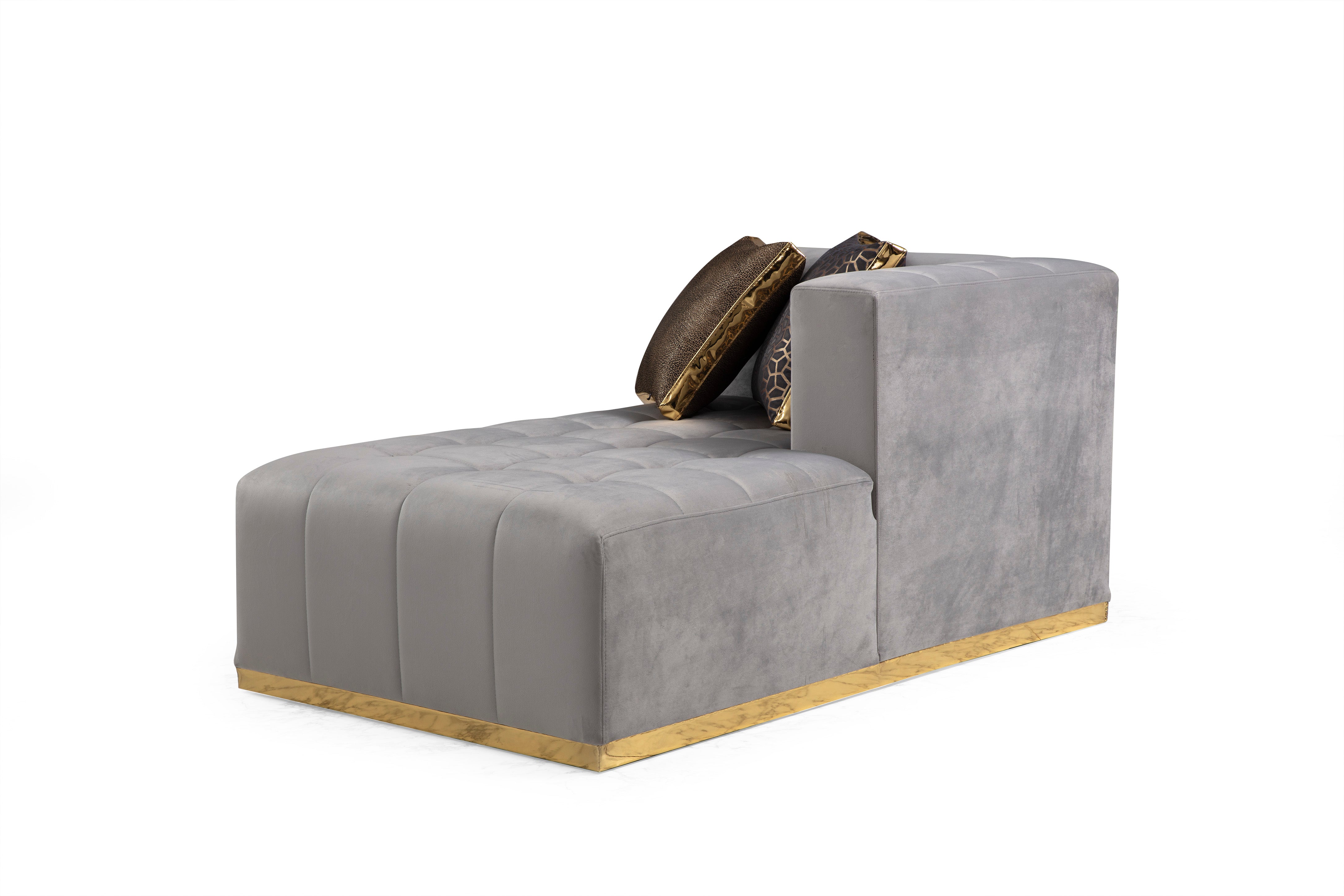 Elisha Gray Velvet Double Chaise Sectional