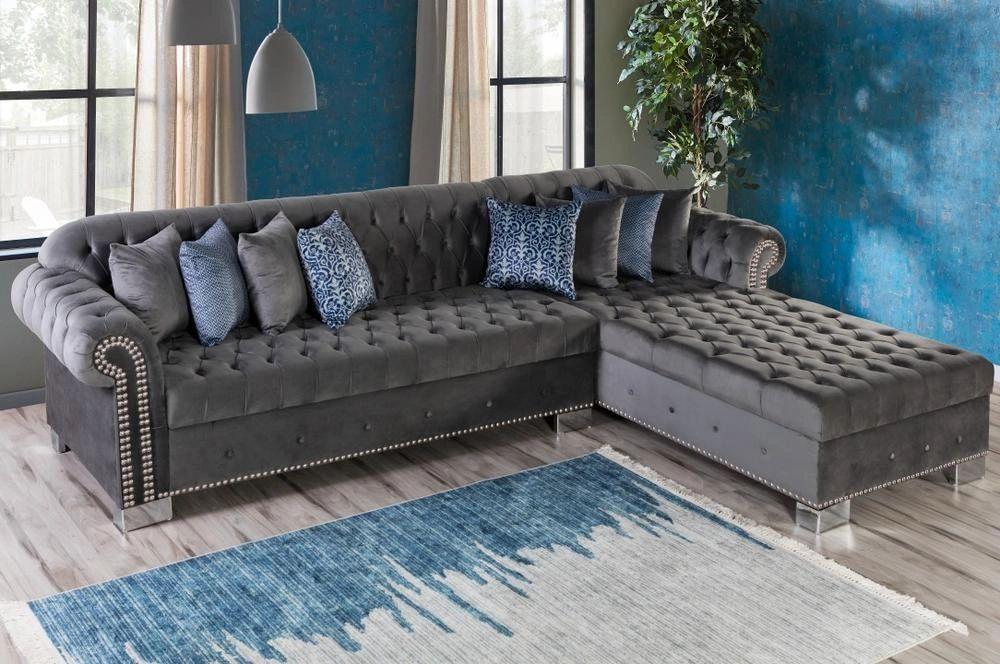 Lara Grey Velvet Sectional