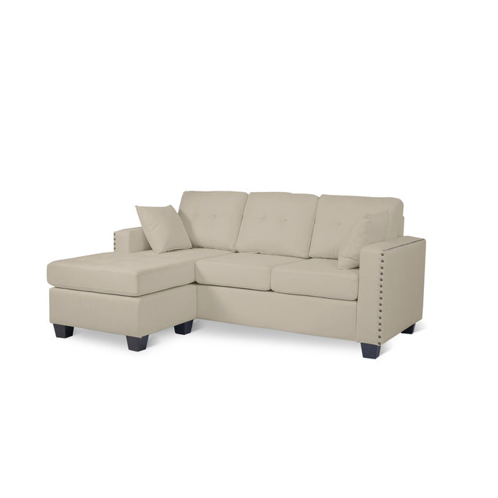 REVERSIBLE SOFA CHAISE, BEIGE FABRIC