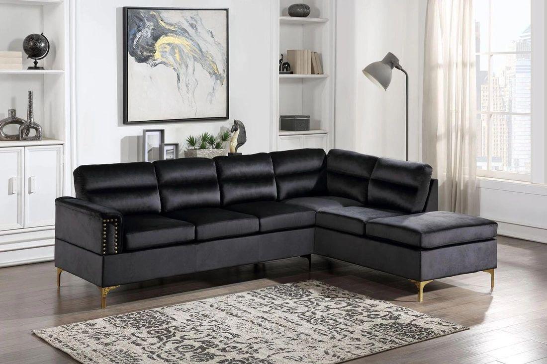 Vogue Black Velvet Sectional