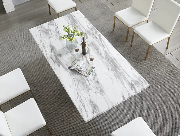 Viva Marble Dining Set With Cream Chairs