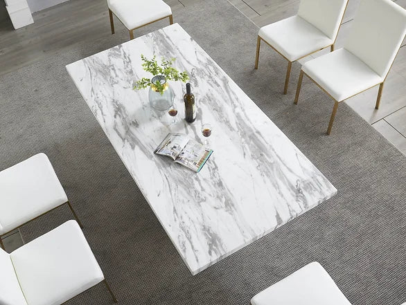 Viva  Marble Dining Set With Cream Chairs